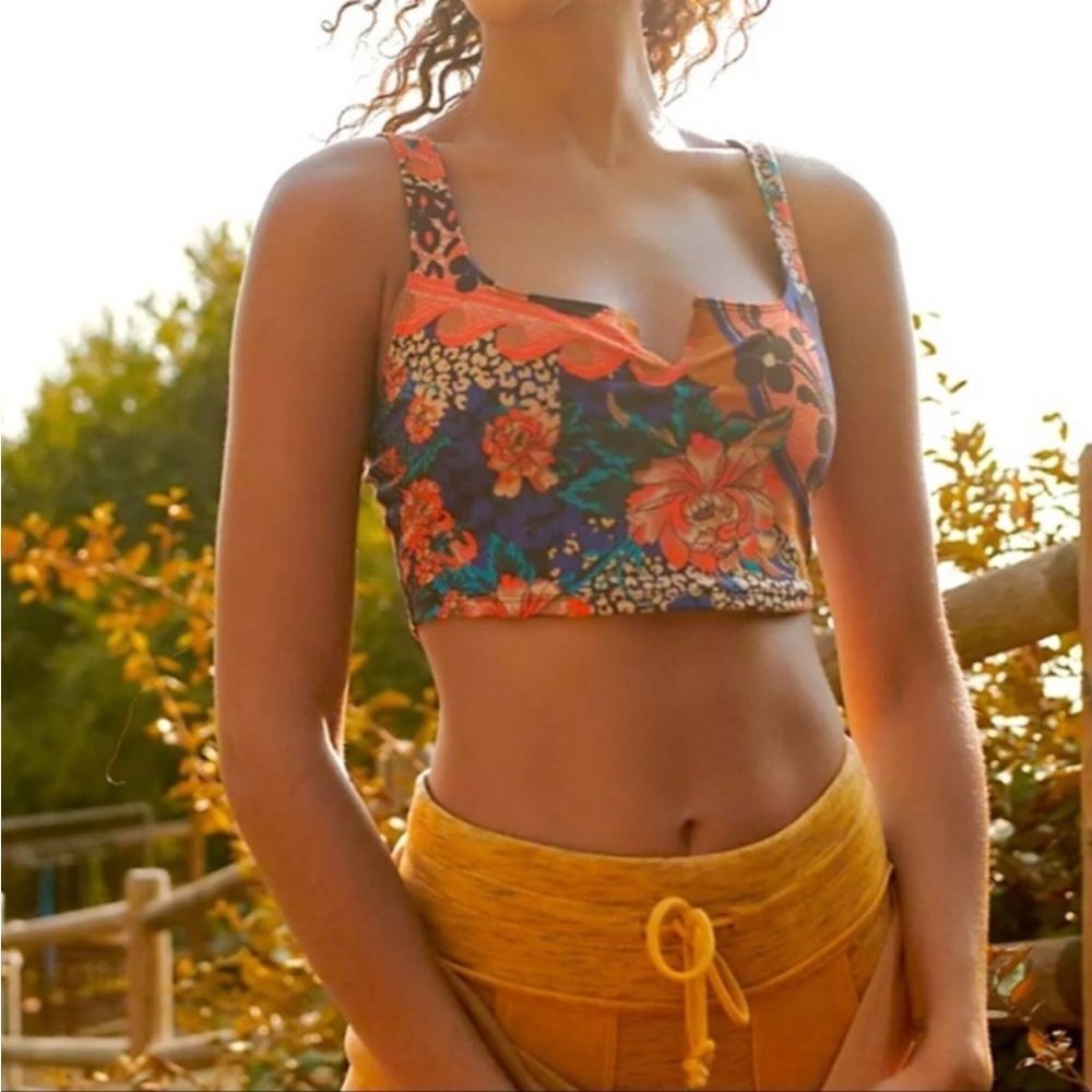 Free People Movement Lose Control Printed Bra In Wild Garden